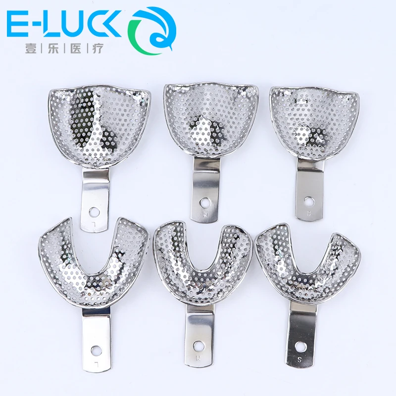 6Pcs Dental Impression Tray Edelstahl Eindruck Trays Autoklavierbar Zähne Tablett Zähne Halter Zahnarzt Werkzeuge