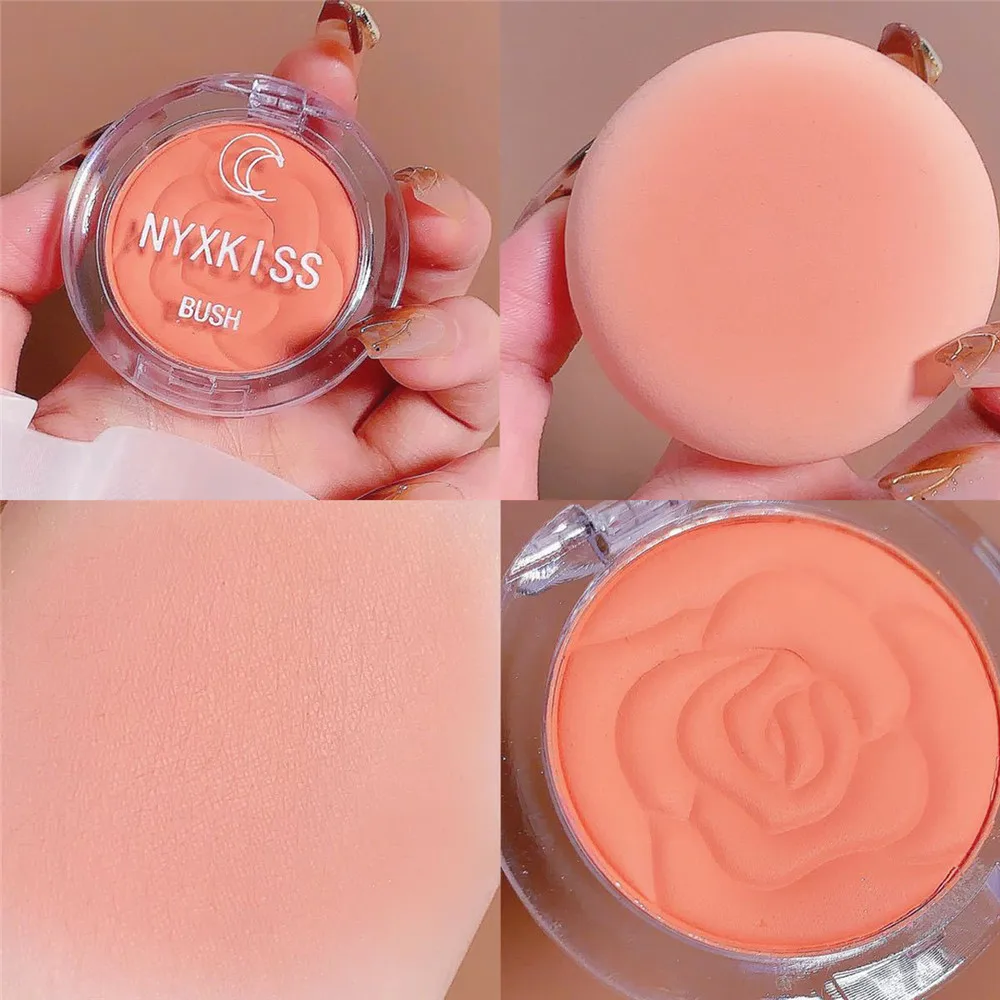 Embossed Petals Blush Peach Pink Orange Tint Makeup Blush Palette Cheek Contour Rouge Cosmetics Long-lasting Face Brightens