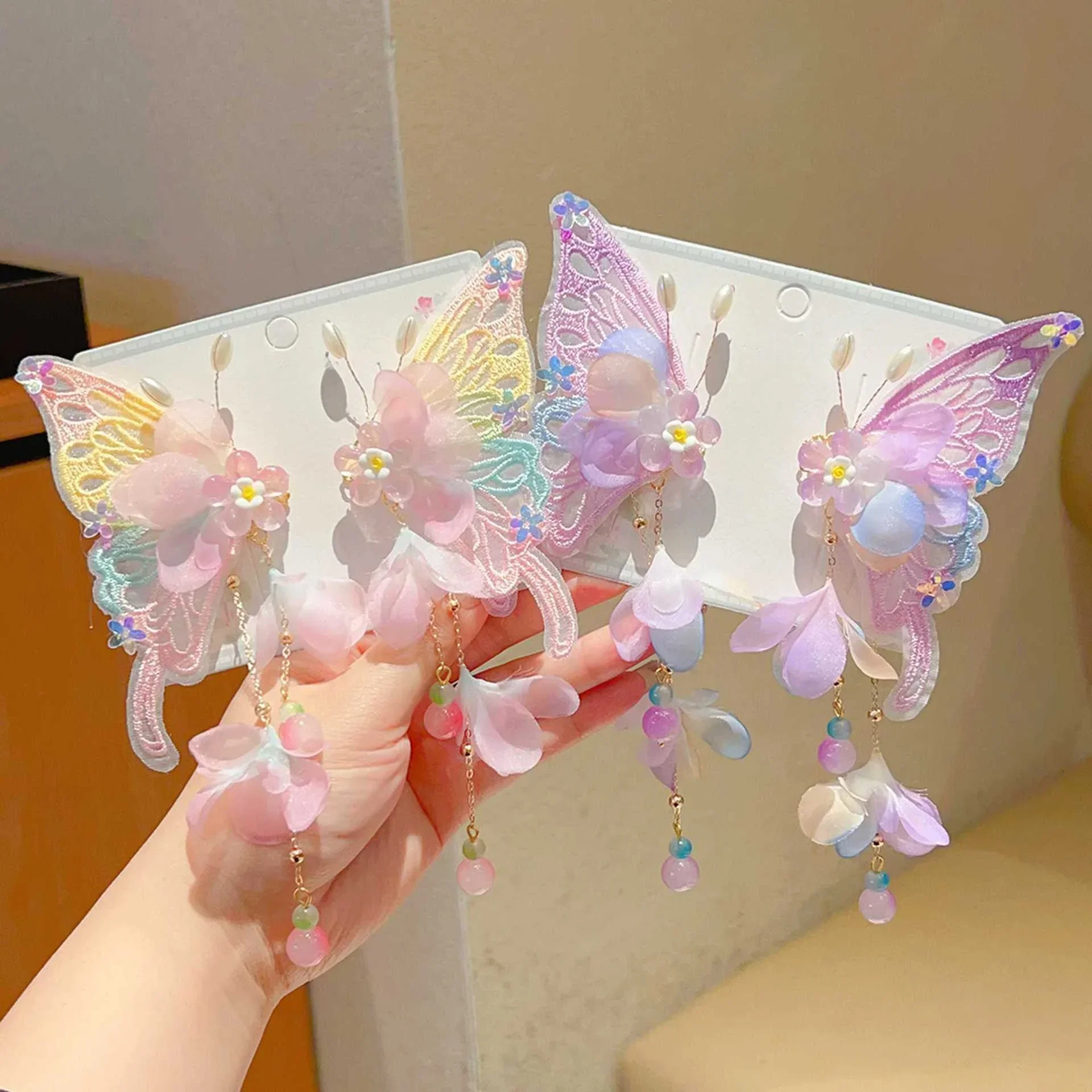 Hanfu-hoofddeksels voor kinderen Chinese stijl vlinder Super Fairy Oude stijl haaraccessoires Oud kostuum Kwastje haarclips