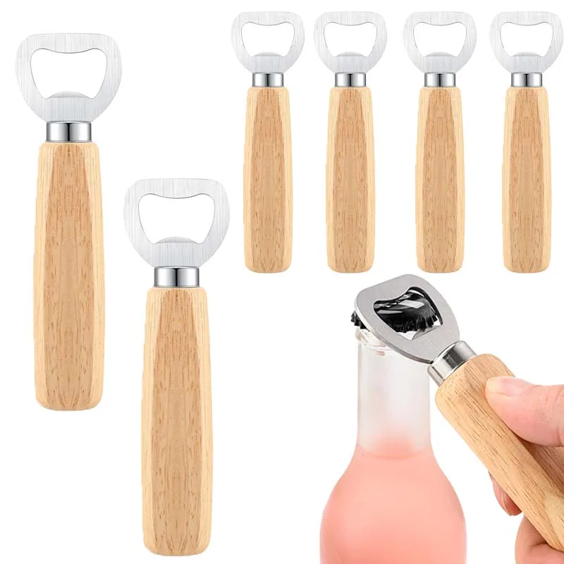 

1-20PCS Stainless Steel Wooden Bottle Opener for Home Kitchen Bar Restaurant Party Gift Kitchen Gadget Accessories