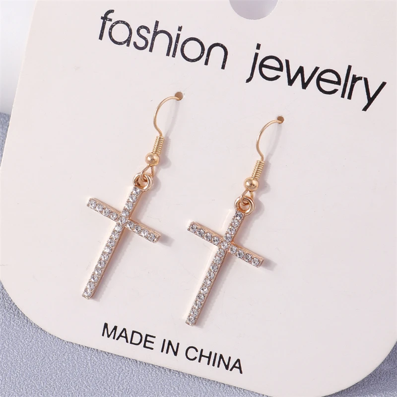 Women's Gothic Black Cross Drop Earrings, Dangle Hook Design