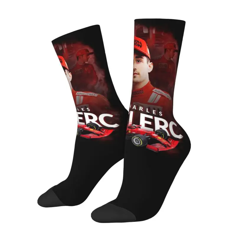 Calcetines de vestir de Formula One Racing para hombre, medias transpirables, cálidas, con estampado 3D, a la moda, Leclerc, Charles, Unisex