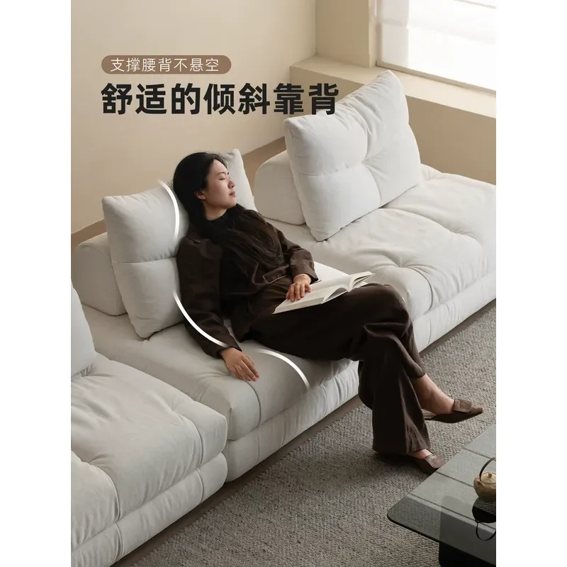 Ikuno Anfu Modular Sofa White Fabric Double Seater for Small Apartment Freely Combined Relaxation Princess Style Couch