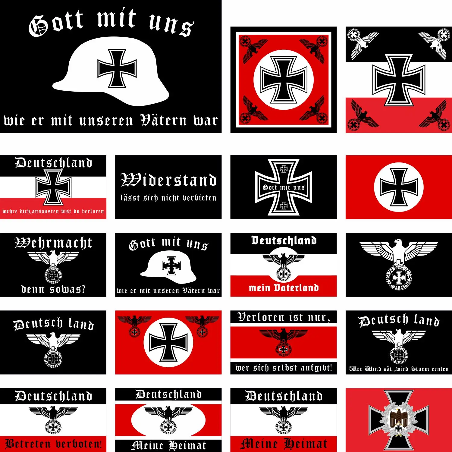 Fahne Flagge Deutsches Reich Gott mit uns Stahlhelm - 90 x 150 cm 3x5ft and 120x120cm 4x4ft Double Sided Printing Banner