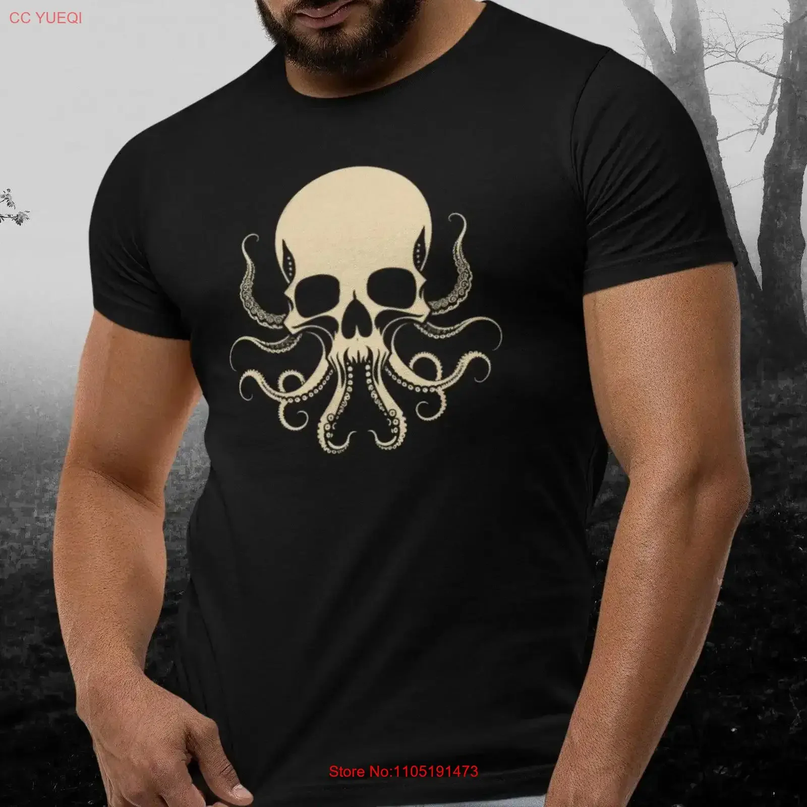 

Octopus Skull Tshit Lovecraft Horror T Shirt Shochrah Logo Lovecraftian Nautical Navy Biker Skater Punk Cthulhu vintage Washed
