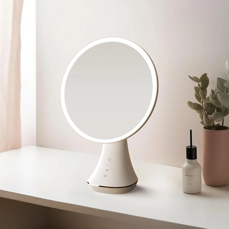 Specchio di bellezza AI 5X - Specchio per trucco LED intelligente con altoparlante Bluetooth e rilevamento della pelle AR, con controllo vocale