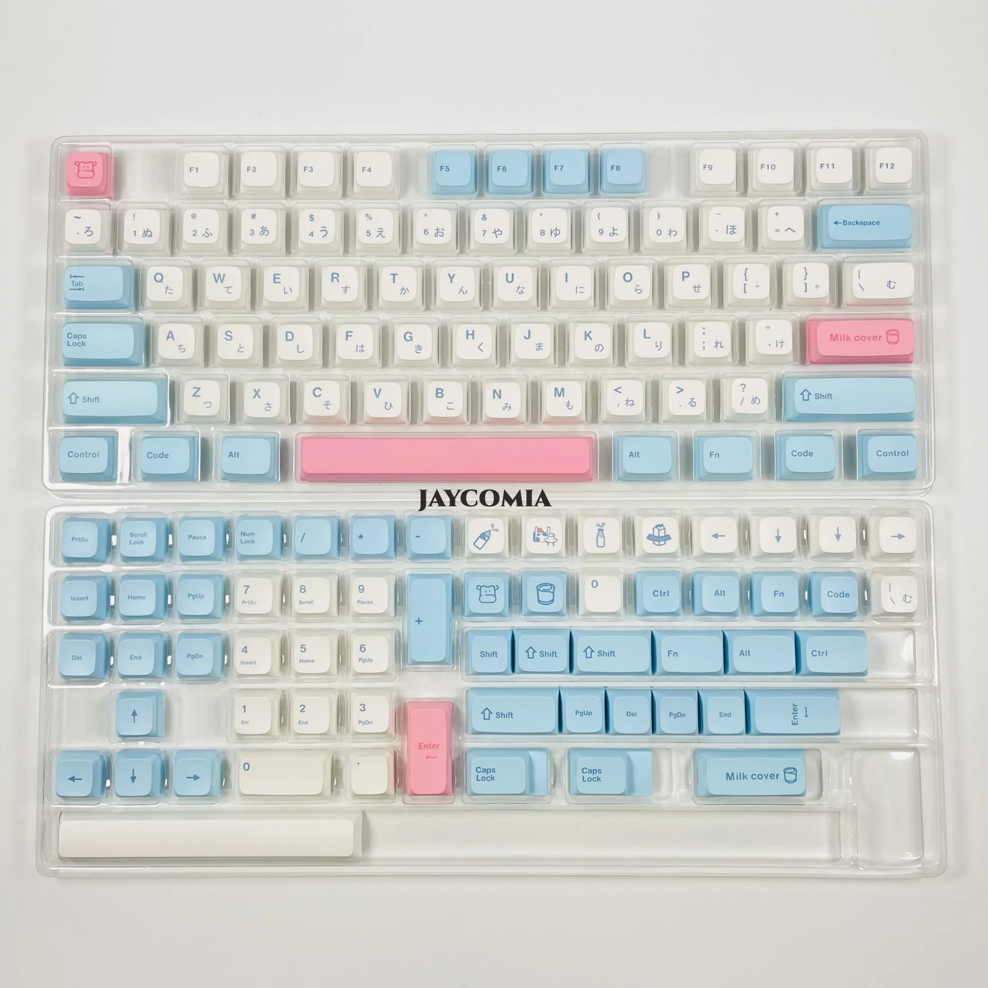 غطاء حليب من XDA أغطية مفاتيح PBT صبغ غطاء مفاتيح فرعي ياباني 140 مفتاح لألعاب Cherry Mx لوحة مفاتيح ميكانيكية مخصصة لتقوم بها بنفسك Tester68