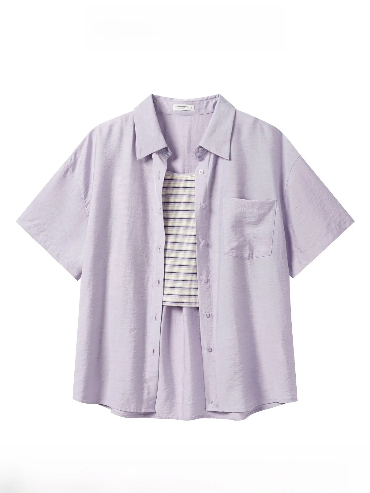 

Корейский комплект для женщин: топ с коротким рукавом в полоску и брюки, из смесового хлопка, эластичный, с эффектом омоложения