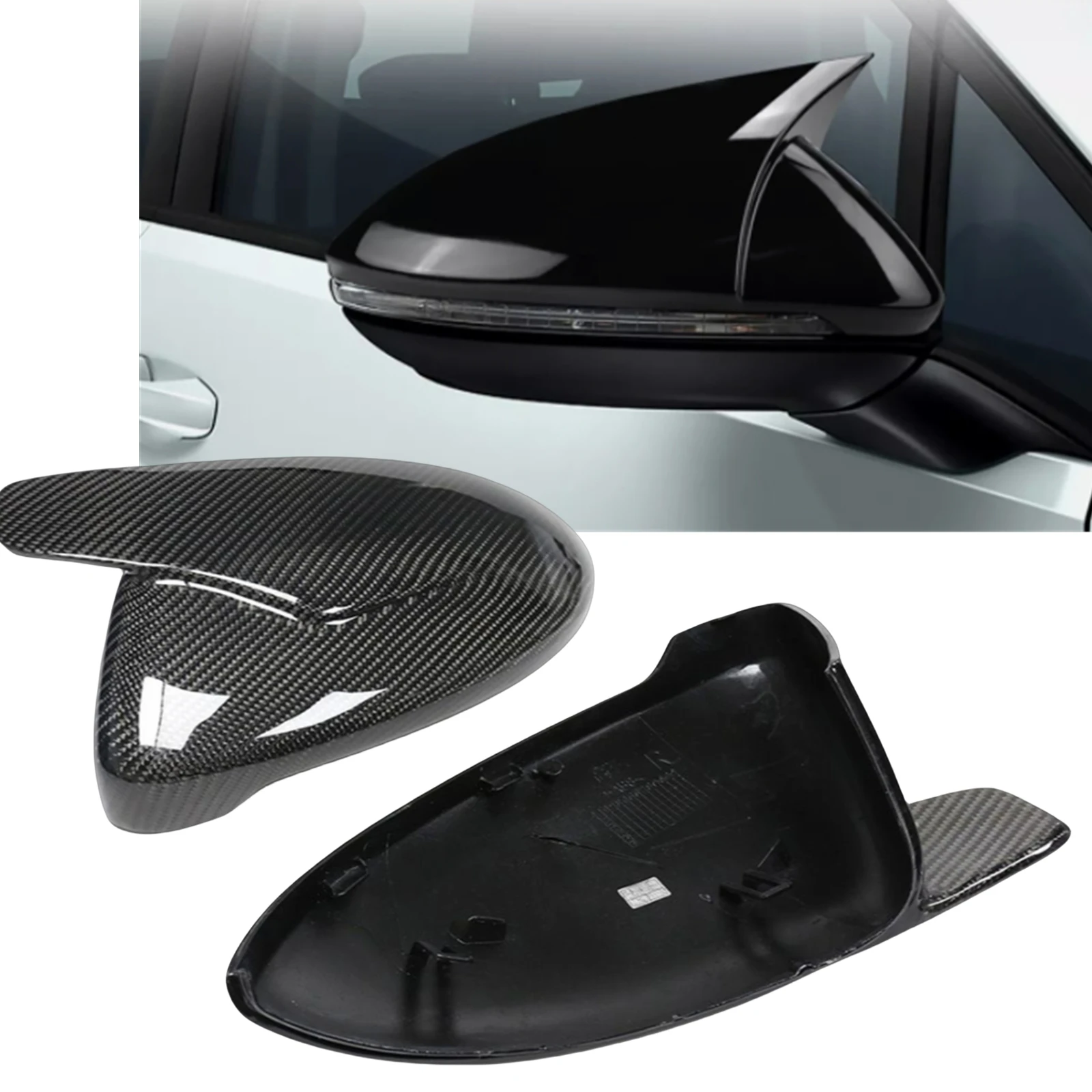 

For Volkswagen VW Golf 7 MK7 GTI R20 2014-2020 Carbon Fiber Rear View Side Mirror Cover Exterior Rearview Cap Shell Replacement