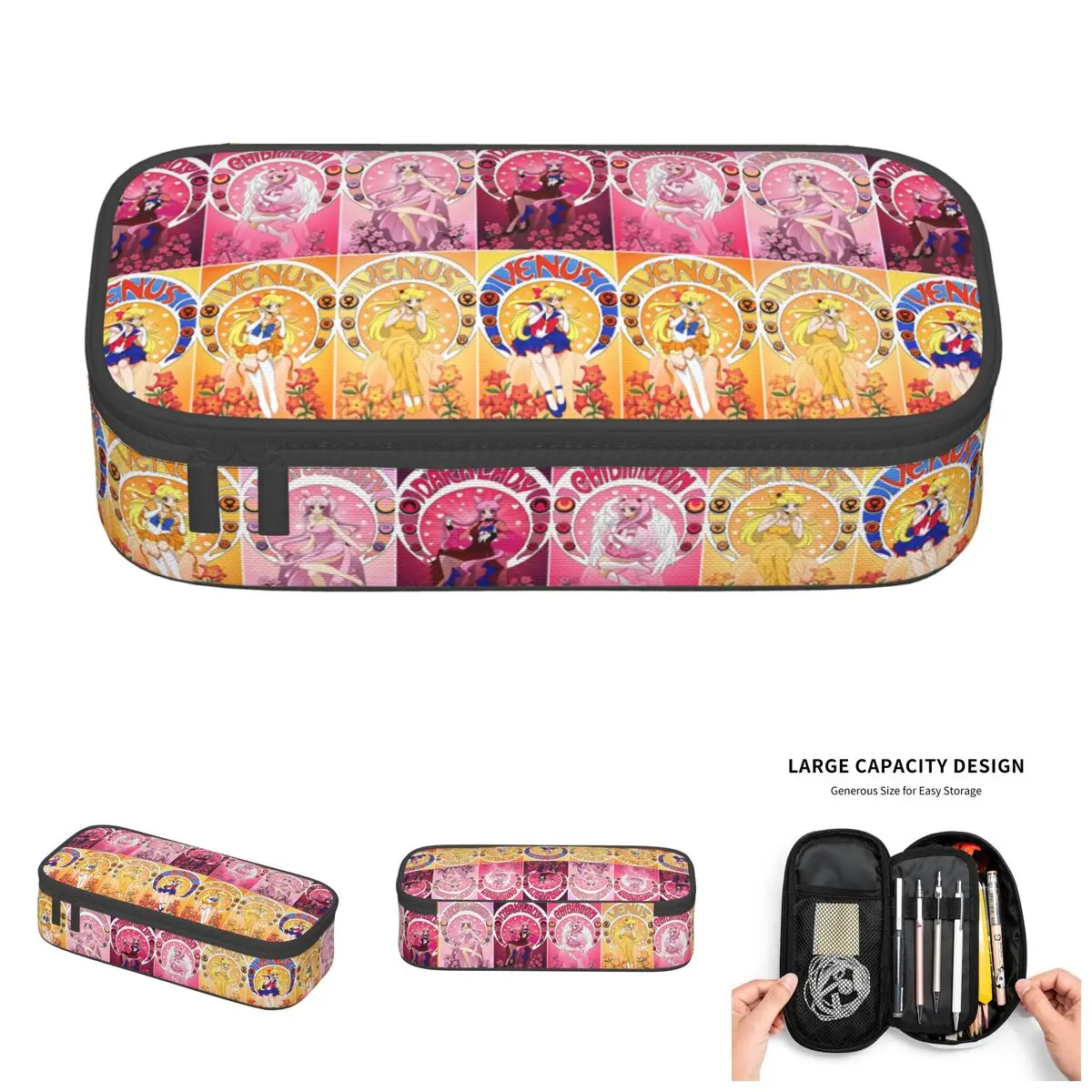 

Sailor Moon Black Lady Venus Pencil Case for Boys Girls Big Capacity Lady Serenity Chibi Moon Pencil Box School Accessories