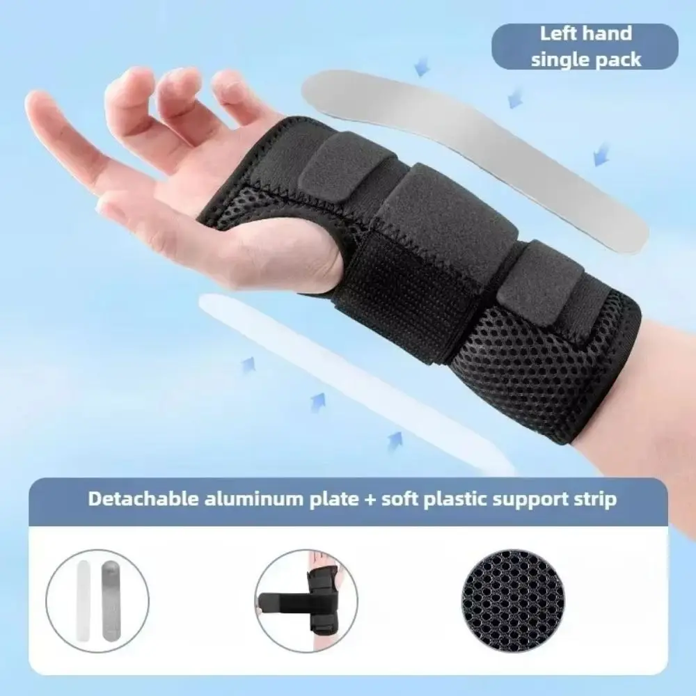Universal Adjustable Wrap Wrist Support Splint Black Removable Hand Wrist Guard Portable Lightweight Hand Support Splint Men