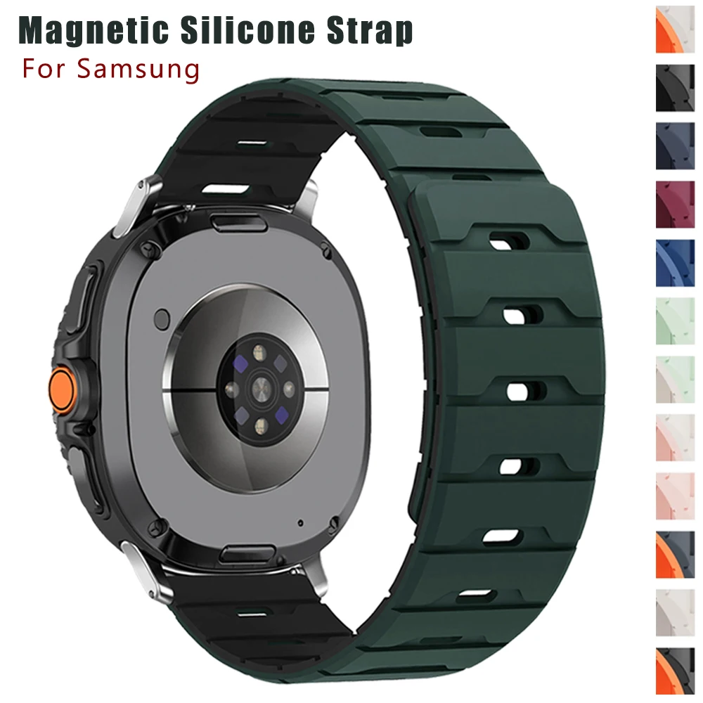 

Магнитный силиконовый ремешок для Samsung Galaxy Watch Ultra 2025 47 мм, спортивный браслет Galaxy Watch 8 40 мм 44 мм -8 Classic 46 мм Correa