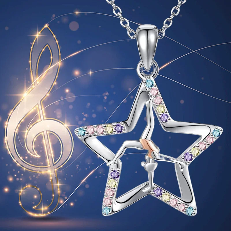 Fashion Gymnastics Player Detail Star Pendant Necklace Jewelry Gift for Dance EnthusiastsAnniversary Party Gifts Jewelryin A Nic