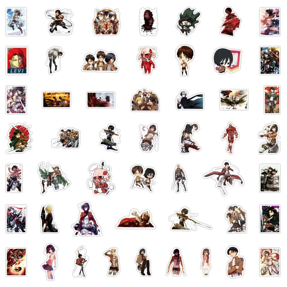 10/30/50pcs Cool Anime Attack on Titan Adesivi Cartoon Graffiti Adesivo FAI DA TE Laptop Skateboard Telefono Bici Classic Manga Decalcomanie