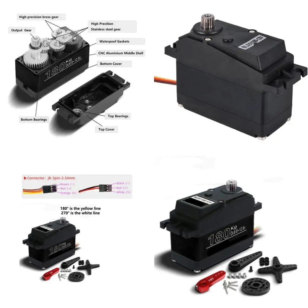 

Y1UB BLS51180 180KG 12V 180/270 Degree Brushless Servo Remote Digital Servo