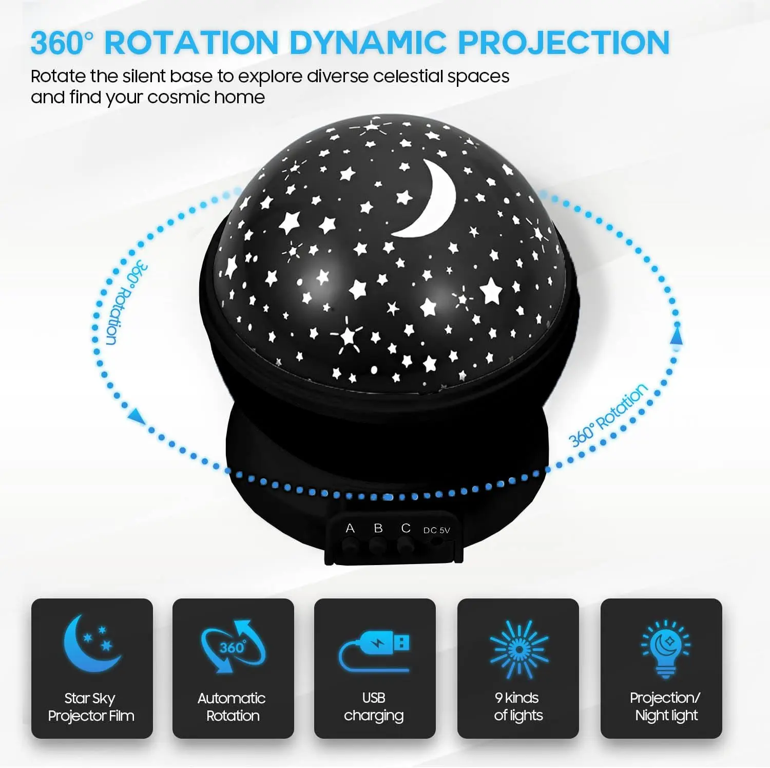 Star Projector Night Lamp Galaxy Starry Sky Light Rotate Moon Rotating Star Sky Moon LED Lights Projector for Kids Bedroom Decor