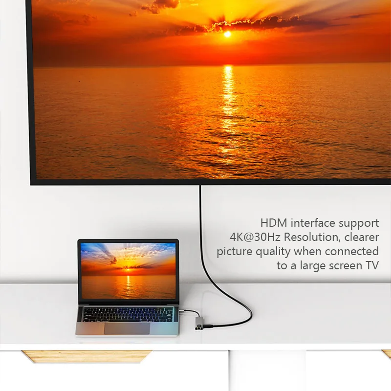 USB C Hub 8 In 1 Type C 3.1 To 4K HDMI Adapter with RJ45 SD/TF Card Reader PD Fast Charge For Laptop Computer image 5
