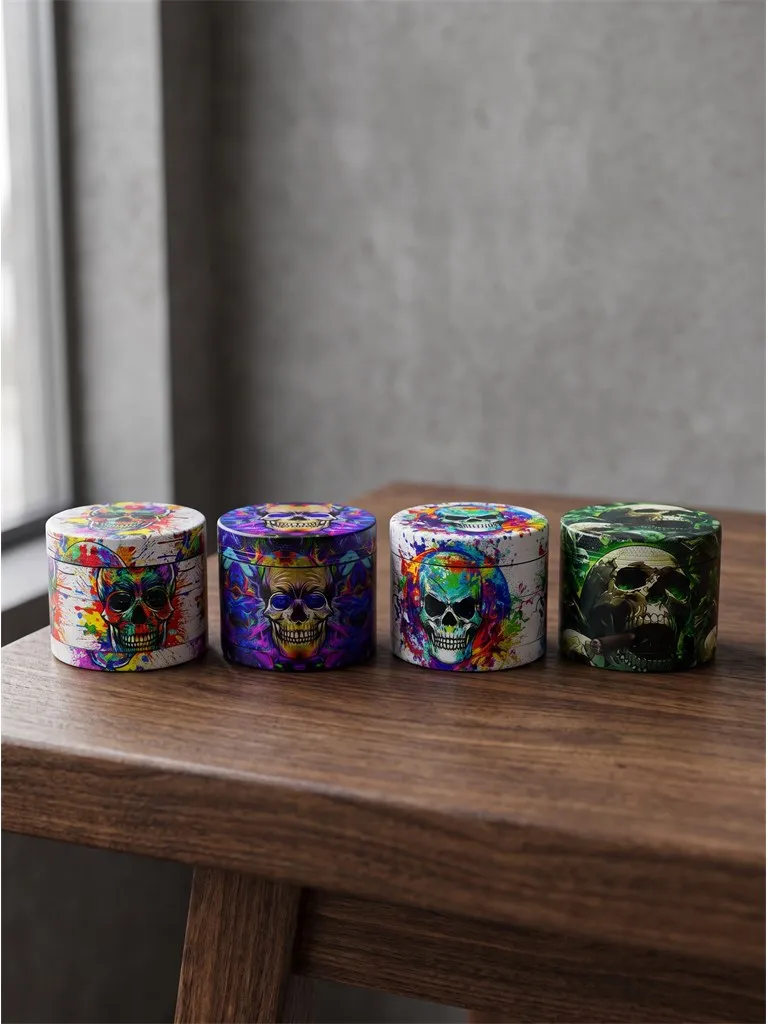 2inch/50mm Multi Skull Grinder Metal 4-layer Spice Mill Manual Pepper Mortar Pestle Tobacco Grass Grinder Smoke Cigarette Tool view 5