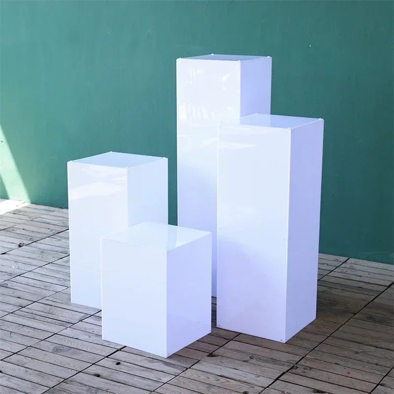 Wedding Party White Iron or Acrylic Square Pillar Dessert Table Birthday Party Cake Flower Stand Home Decoration Accessories