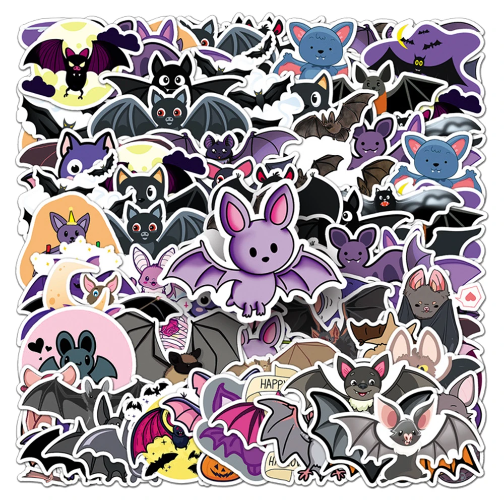 

10/30/50pcs Kawaii Halloween Bat Cartoon Stickers Cute Animal Graffiti Sticker Scrapbook Suitcase Bike Phone Waterproof Decals