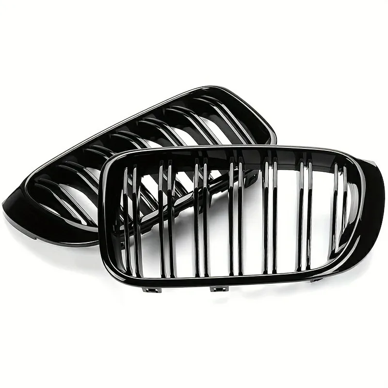 Two Car Style Bright Black Front Kidney Double Flat Noodles Grille for BMW E92 E93 3-Series 328I 335I Coupe LCI 2010-2013