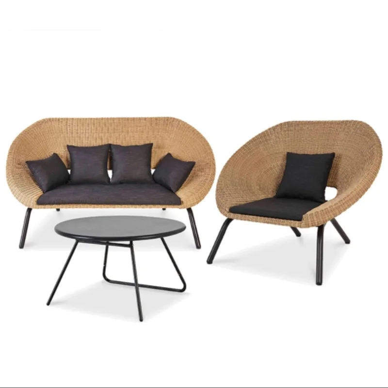

Outdoor rattan sofa combination courtyard garden leisure rattan chair open-air balcony simple recliner bed and breakfast outdoor