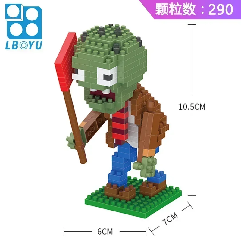 Pflanzen VS Zombies Blöcke Kleine Cartoon Mini Baustein Peashooter Sonnenblume Chomper Montieren Action Modell Puppe Spielzeug für Kinder – Detail 4