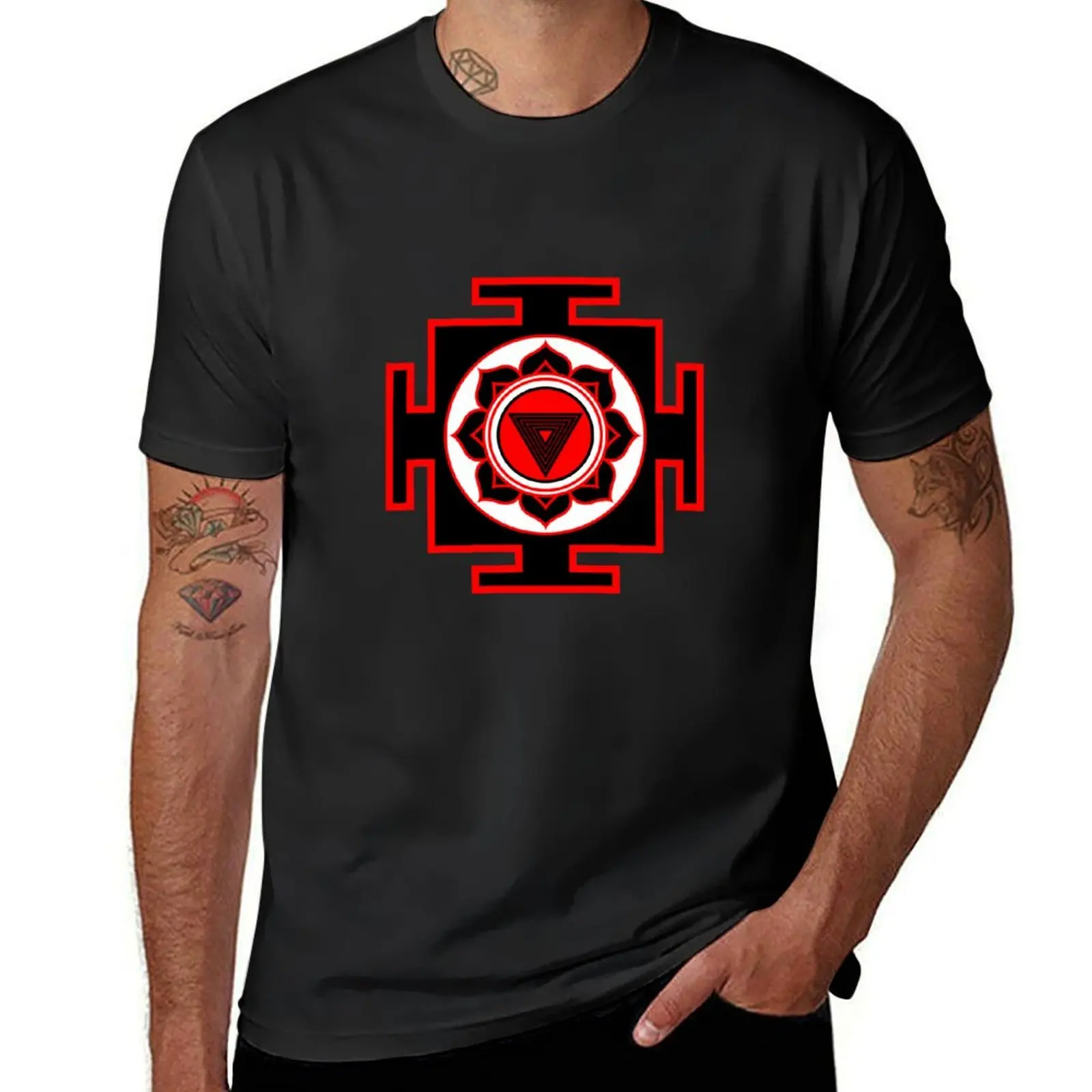 Kali Yantra colored T-Shirt graphics anime clothes t shirt for men