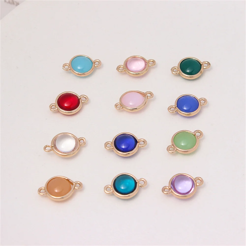 

10pcs/Lot Round Resin Connector Charms For Diy Jewelry Making 2 Holes Stone Pendant Necklace Bracelet Accessorie Christmas Gift