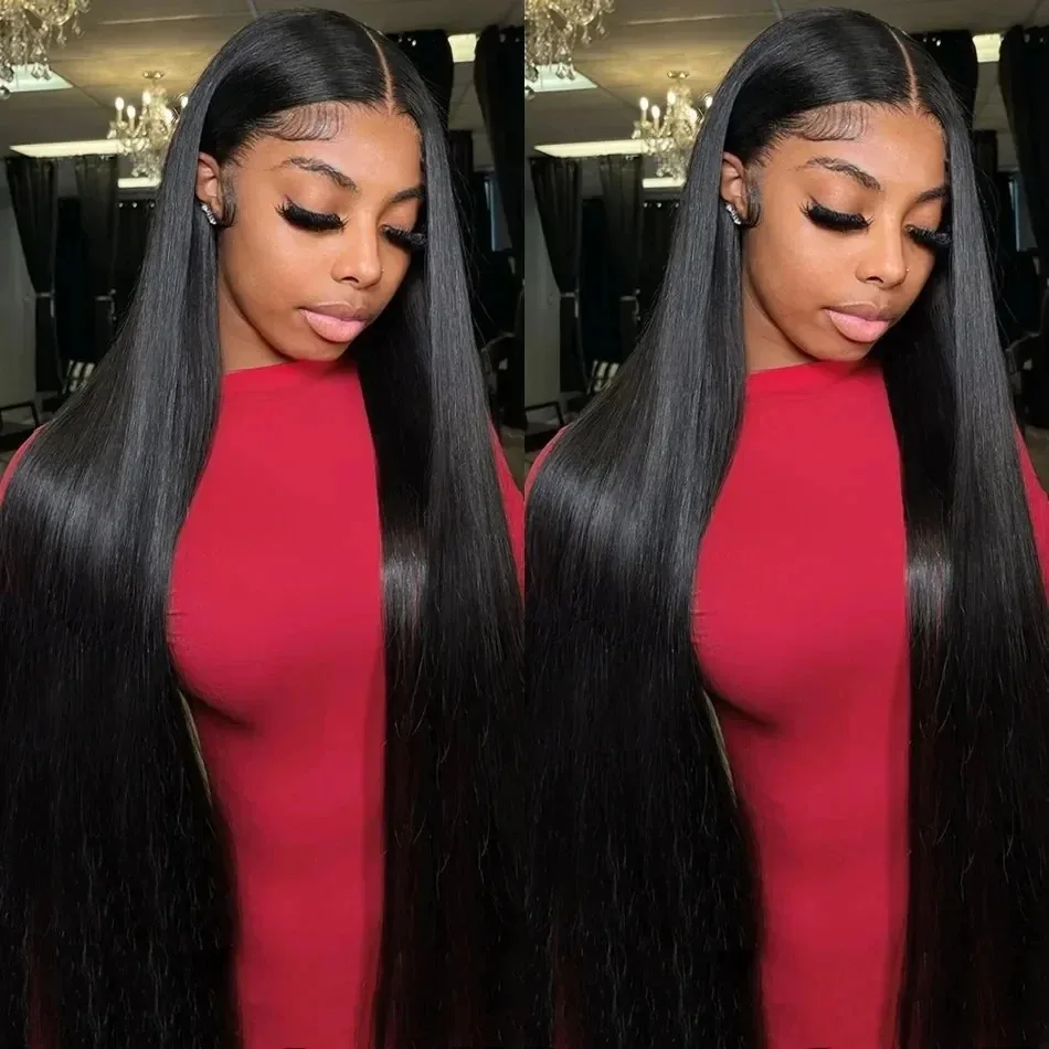 

Парики из 100% натуральных человеческих волос с прямым HD-прозрачным кружевным фронтом 13x6 и 13x4, 30-40 дюймов, плотность 200%