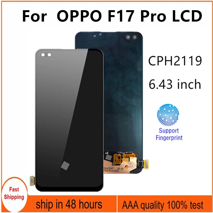 6.43'' AMOLED For  OPPO F17 Pro LCD Display Touch Screen Digitizer Assembly For OPPO F17Pro CPH2119 LCD Display