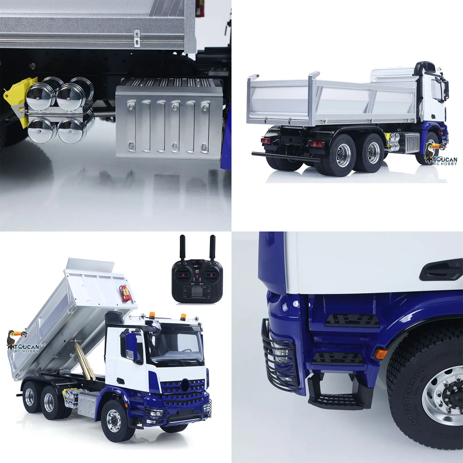 

1/14 6x6 Metal Chassis Gearbox RC Hydraulic Dump Truck 3348 Radio Controlled Tipper Differential Axle Light Sound Radio Boys Toy