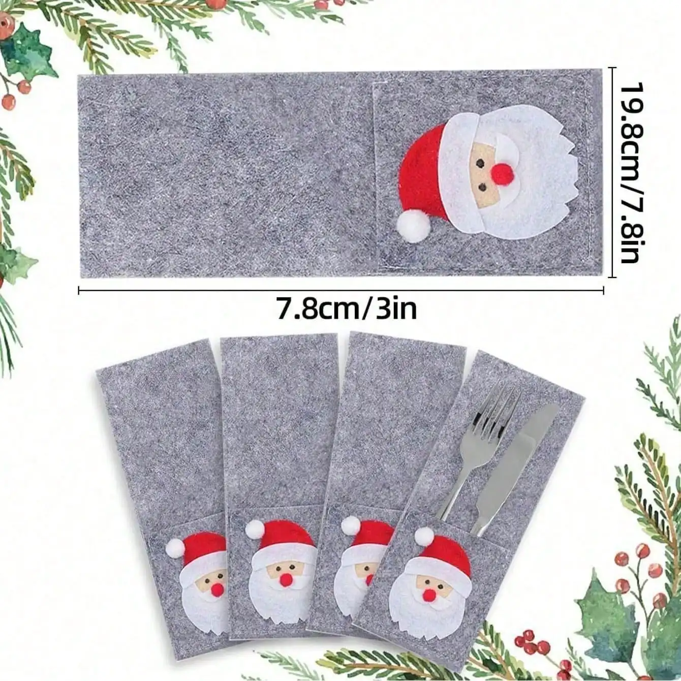 Christmas Cutlery Holder Silverware Holder Bags Christmas Dinner Table Decorations, Christmas Desktop Decoration Tableware Pack