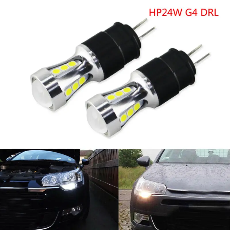 High Power Error Free Hp24w 3030-SMD Xenon White LED Bulbs G4 Car Daytime Running Light DRL For Citroen C5 Peugeot 3008 Canbus