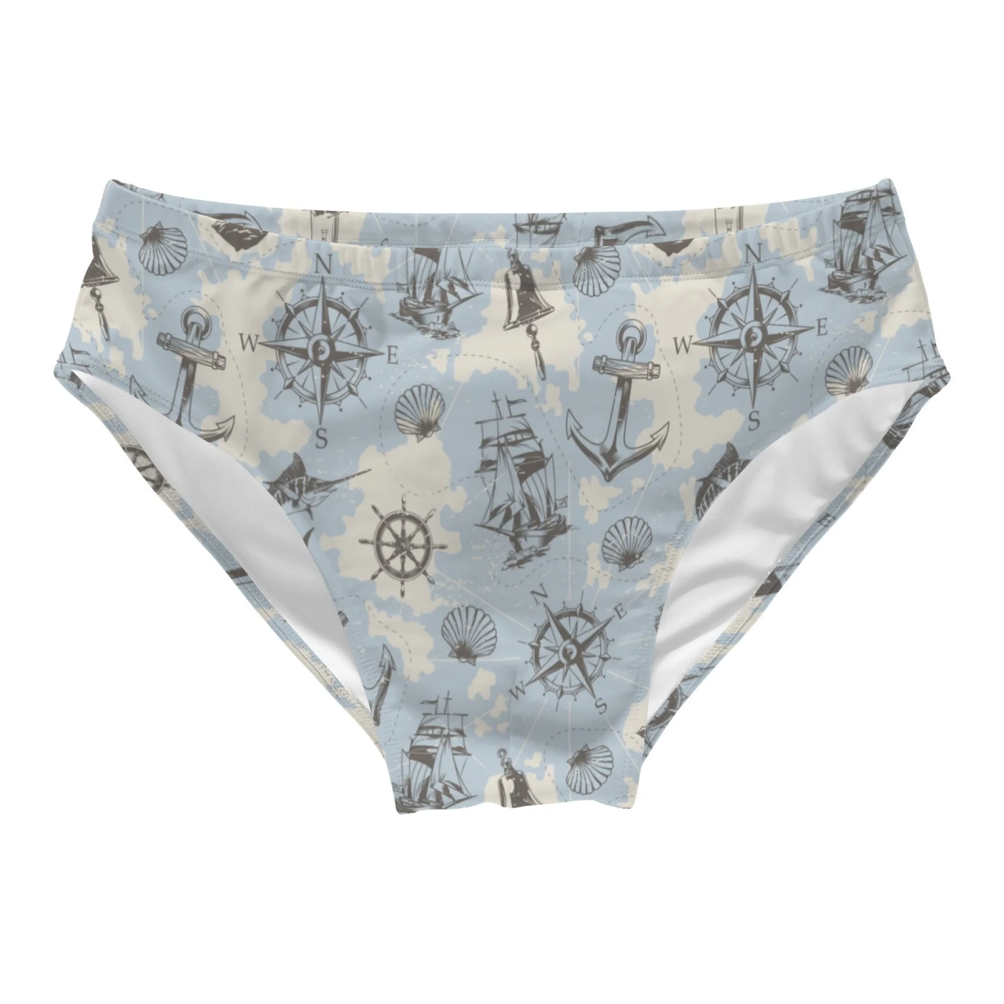 Retro Nautical-Themed Men's Swimming Trunks Stylish Sexy Men's Bikini Lightweight Comfortable Briefs Swimwear Beach Surf Shorts