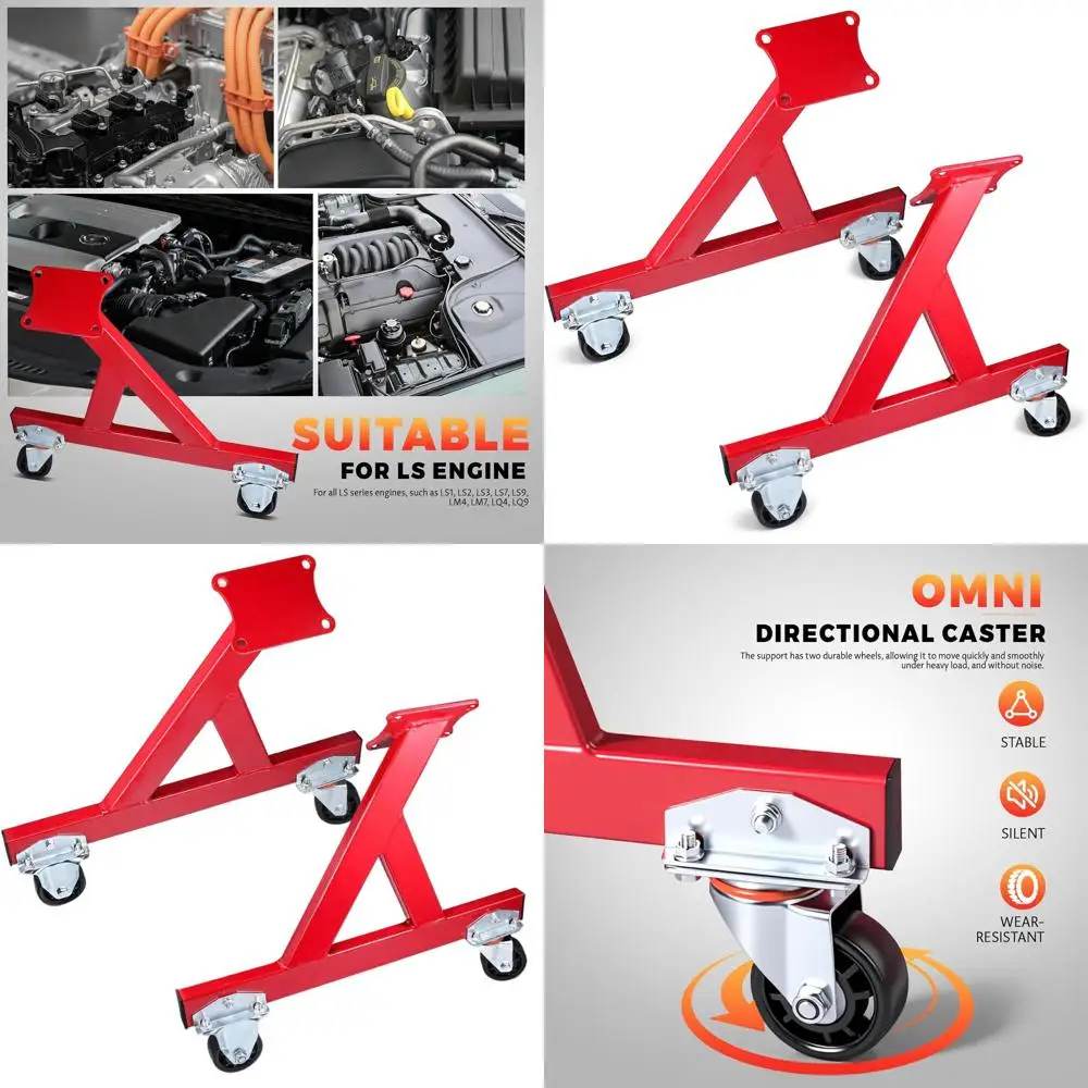 

Подставка для двигателя V8 с поворотными колесами для двигателей и трансмиссий LS1, LS2, LS3, LS6, красная