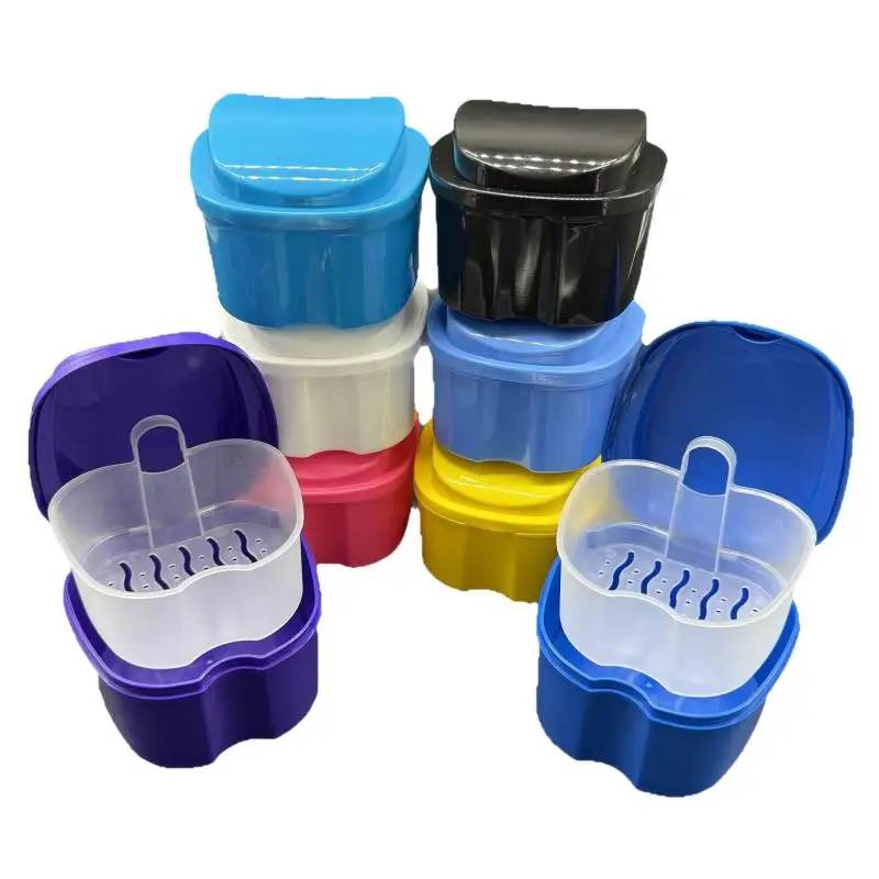 Zahnprothesen-Badewannen-Organizer, Aufbewahrungsbox für künstliche Zähne mit Hänge-Netz, Reinigungsbox für Zähne, Box für künstliche Zähne – Detail 7