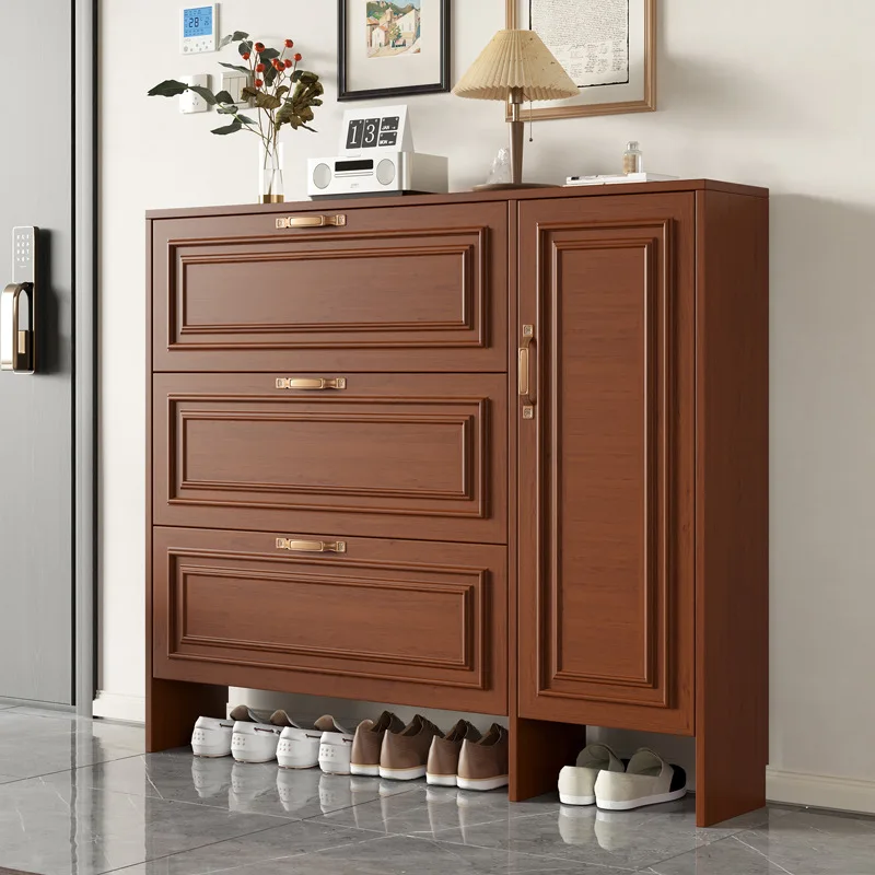

Walnut shoe cabinet household outdoor door elevator sunscreen waterproof wardrobe storage artifact