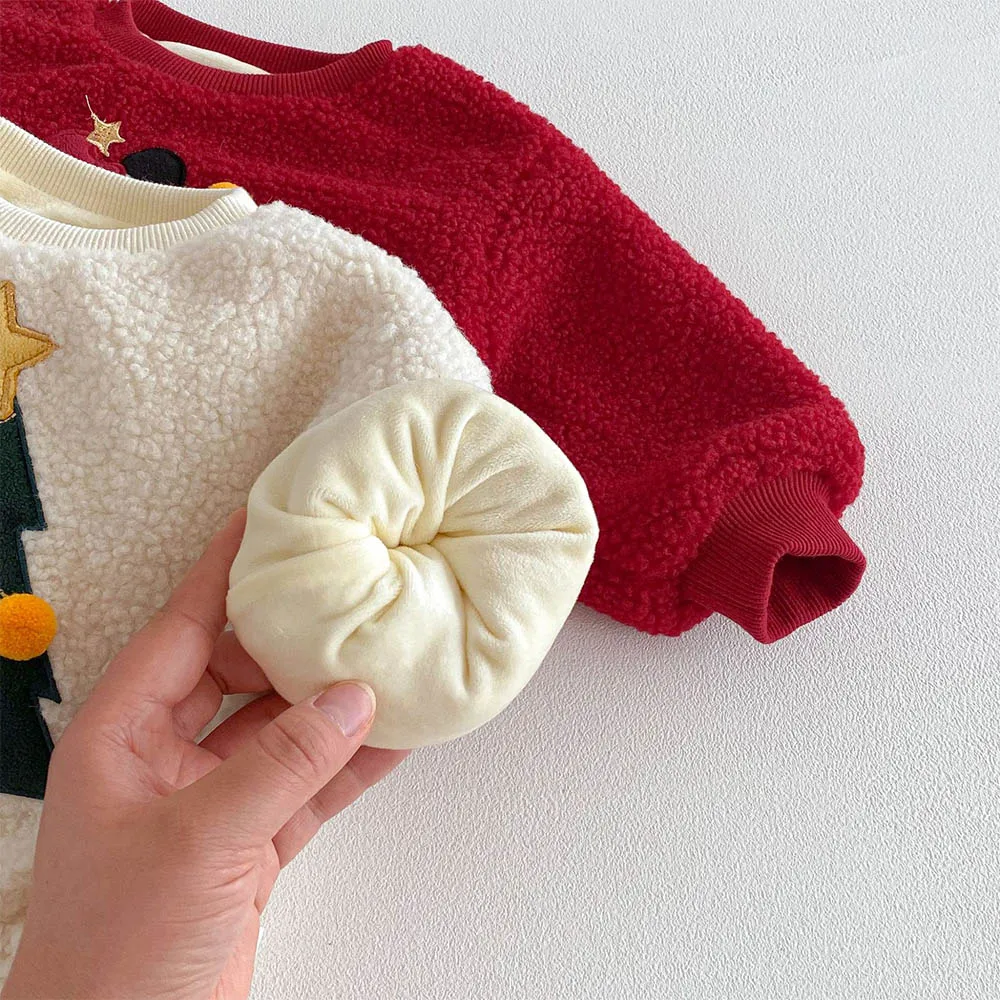 الصبي البلوز المخملية رشاقته الشتاء الدافئ ملابس الأطفال لطيف الحيوان طباعة السنة الجديدة عيد الميلاد طفل فتاة طويلة الأكمام بلايز #5