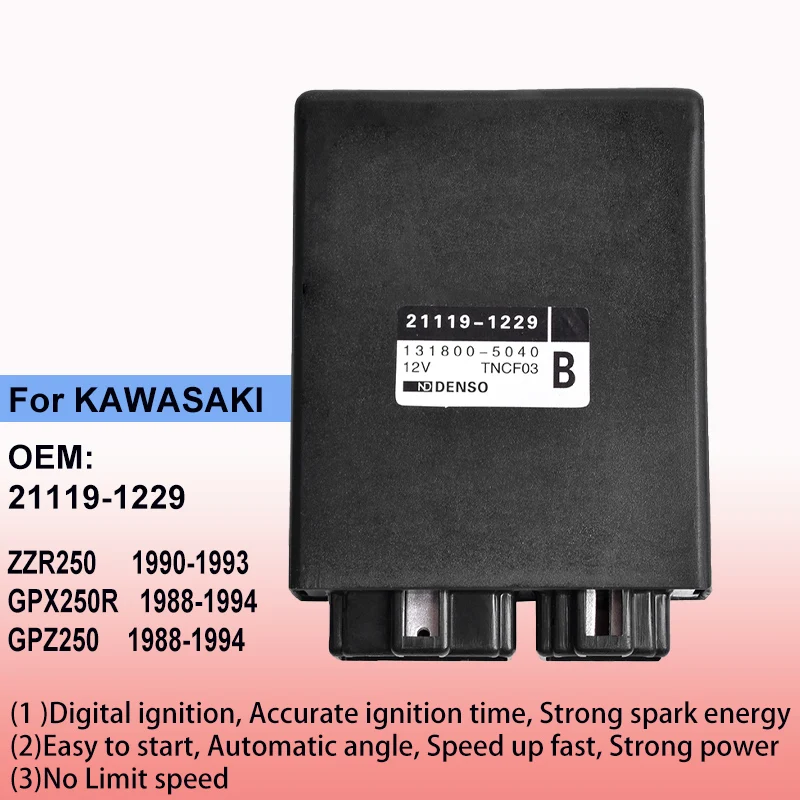 

Цифровое зажигание CDI, стабильный выход, стартер, 8-контактный воспламенитель для KAWASAKI ZZR250 GPX250R GPZ250 EL250 Elinator 21119-1229