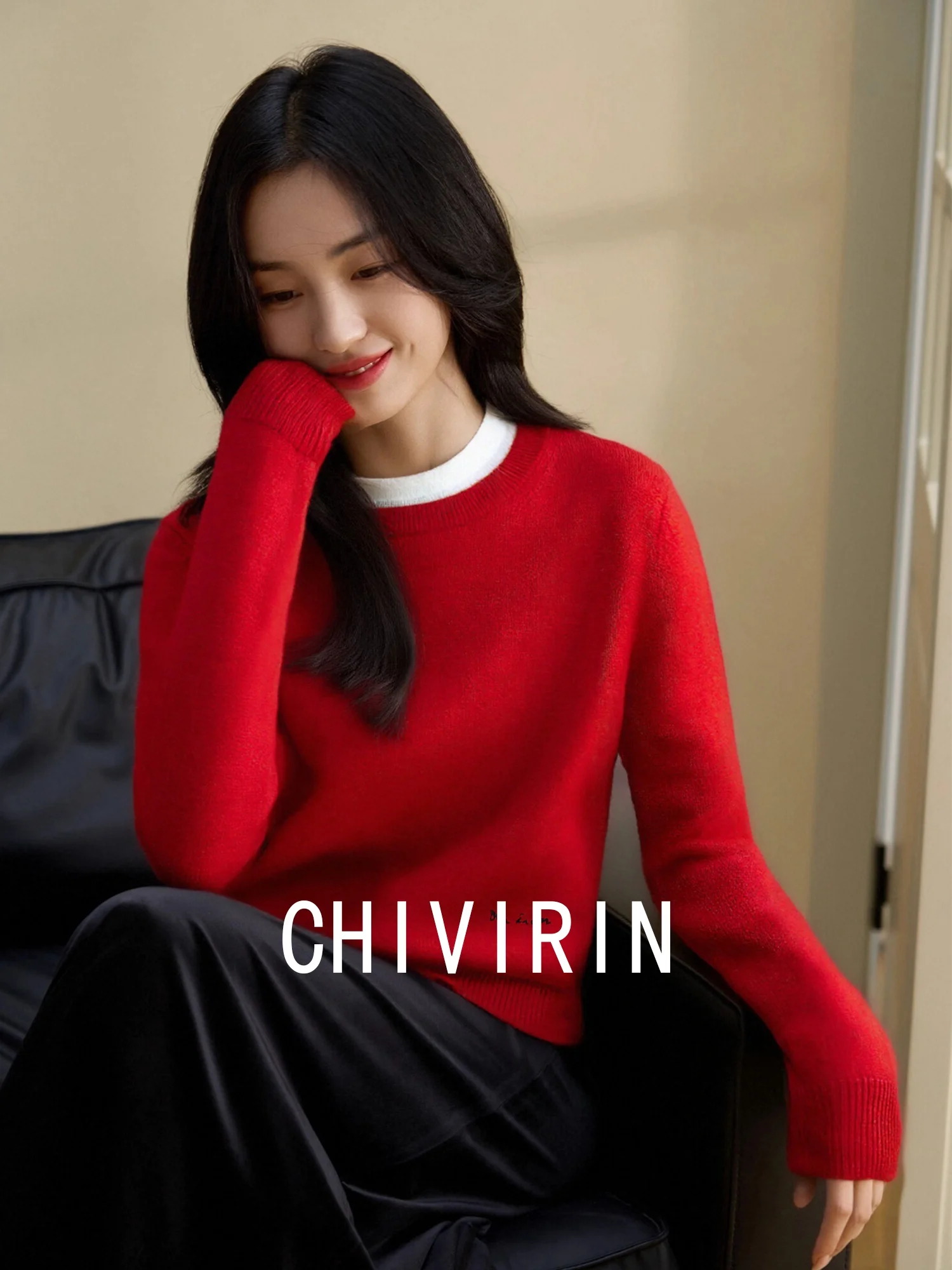 

Вязаный пуловер Chivirin Camere с круглым вырезом, матовый, в стиле колор-блок, женский, весенне-осенний, универсальный, теплый, повседневный свитер