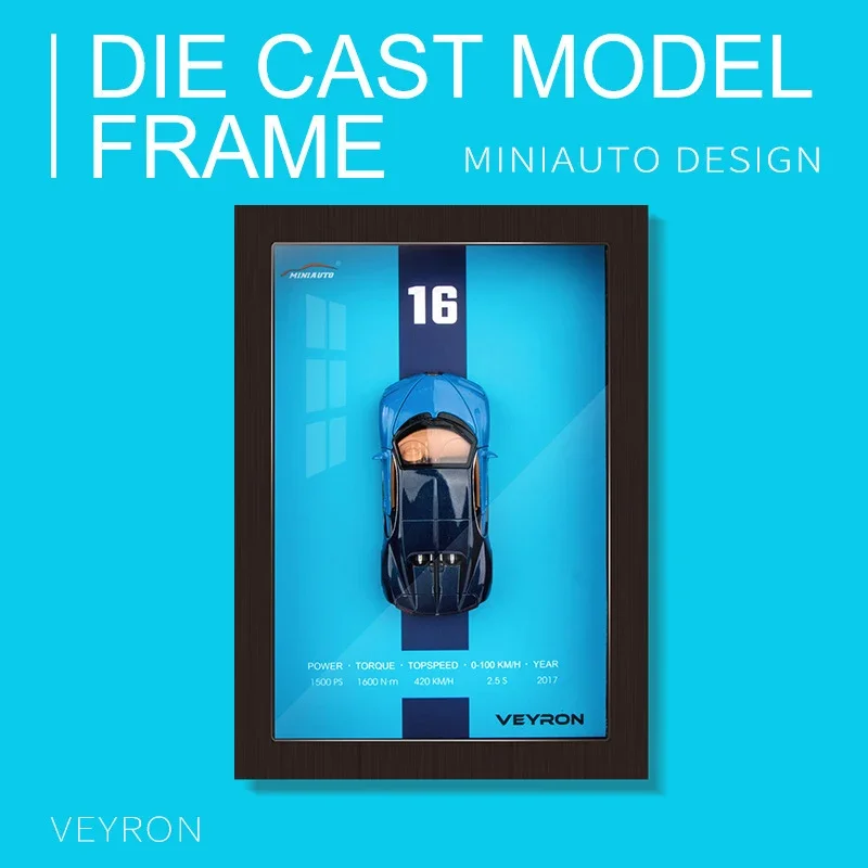 1:32 Photo Frame Version Alloy Metal Sports Car Model Simulation Racing Car Model 3D Hanging Painting Kids Toys Gifts Decoration