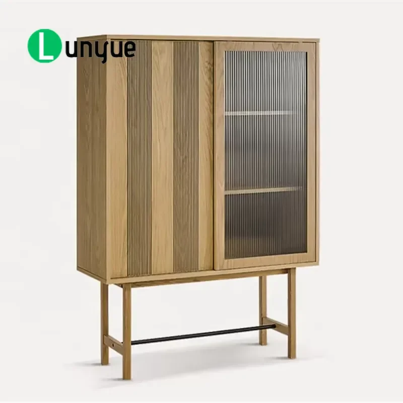 Wholesale Sideboard Glass Door Display Cabinet with Groove Modern Storage Furniture for Living Room Kitchen Home