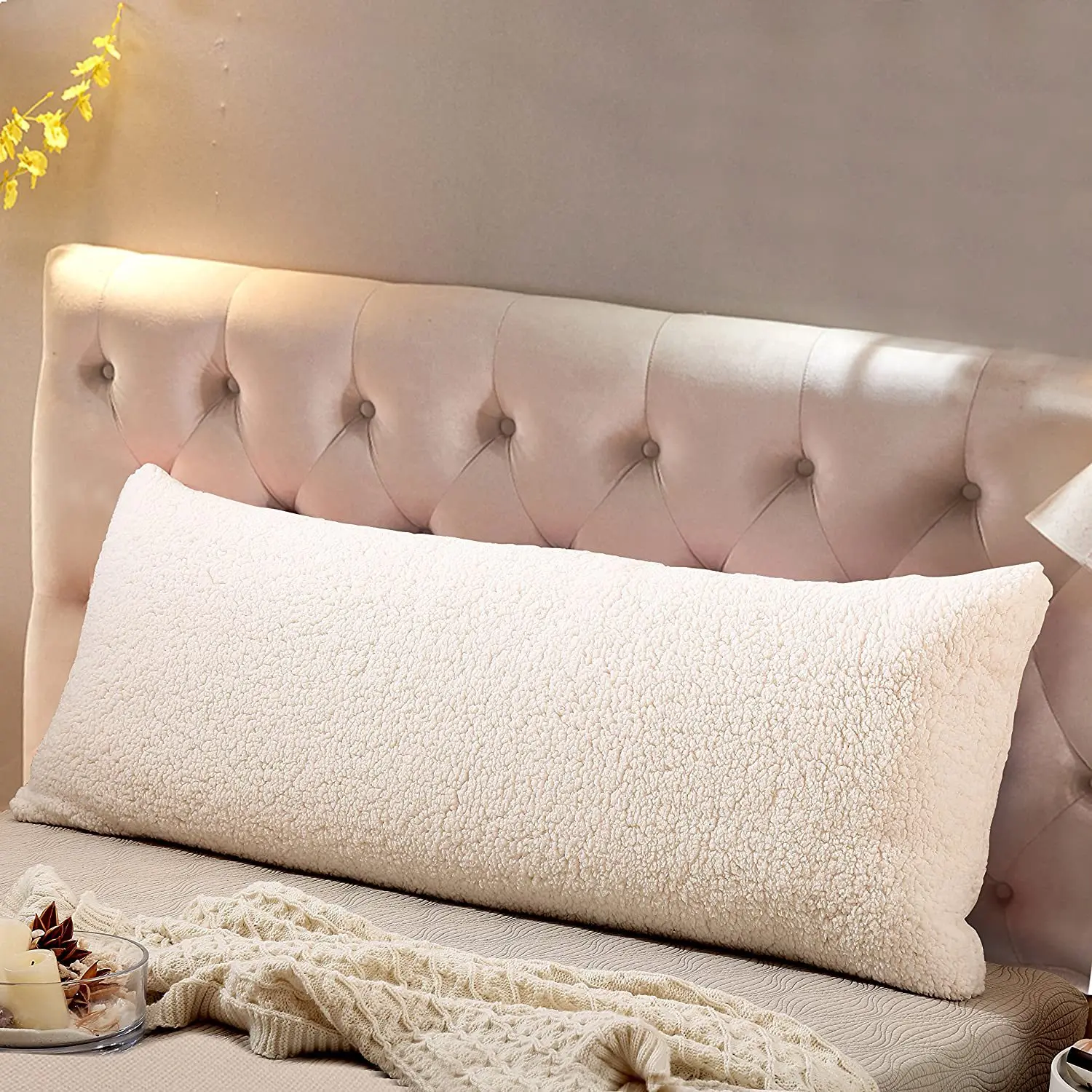 Long Body Pillowcase Headrest Soft Bed Pillowcase Solid Color Pillow Case Backrest Sofa Cushion Pillow Cover No Pillow Filling