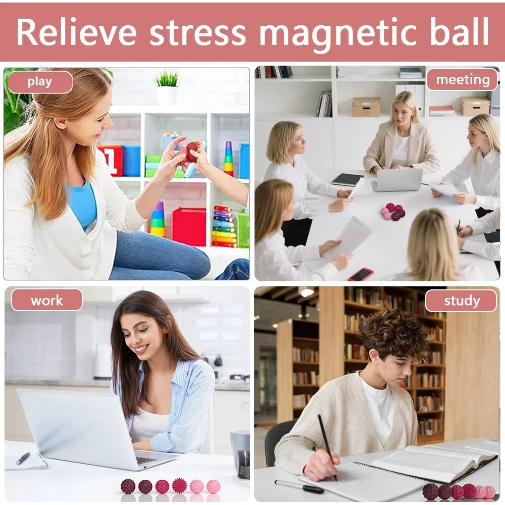 New Stress-Relief Magnetic Ball Toy Durable Rubber Fidget Spinner Toy Multicolor Novelty Relax Gadget for Adults Youngsters