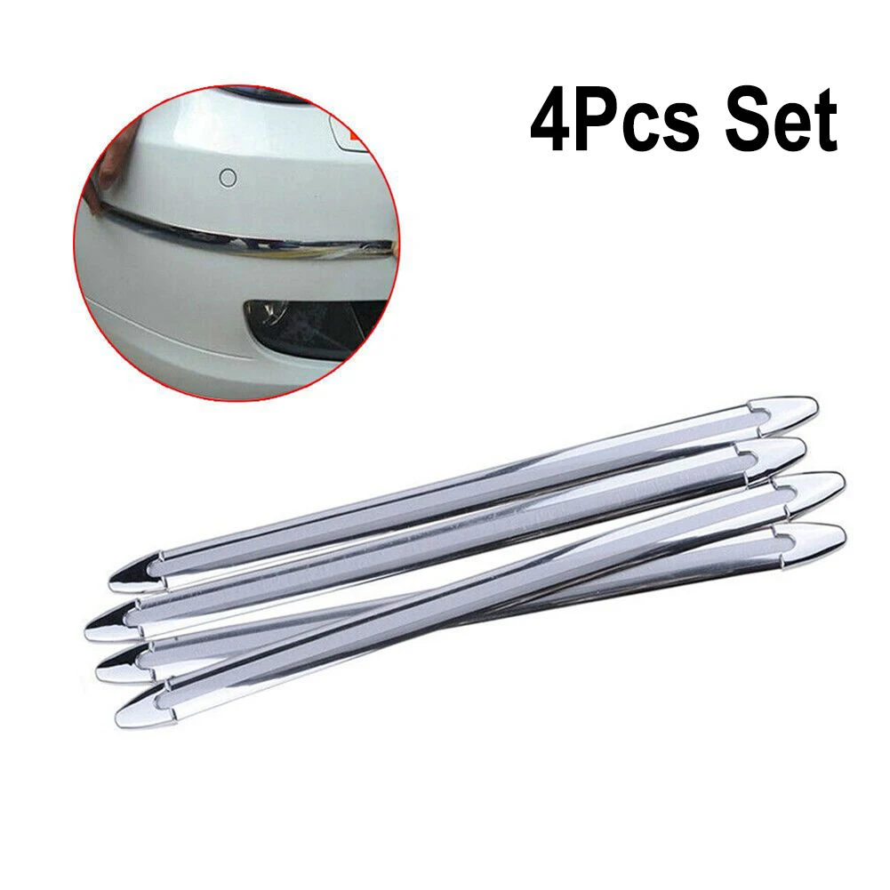 Auto Bumper Corner Shield Set of 4 with Chrome Shine and Flexible Glue Build for Reliable Scratch Defense Mechanism