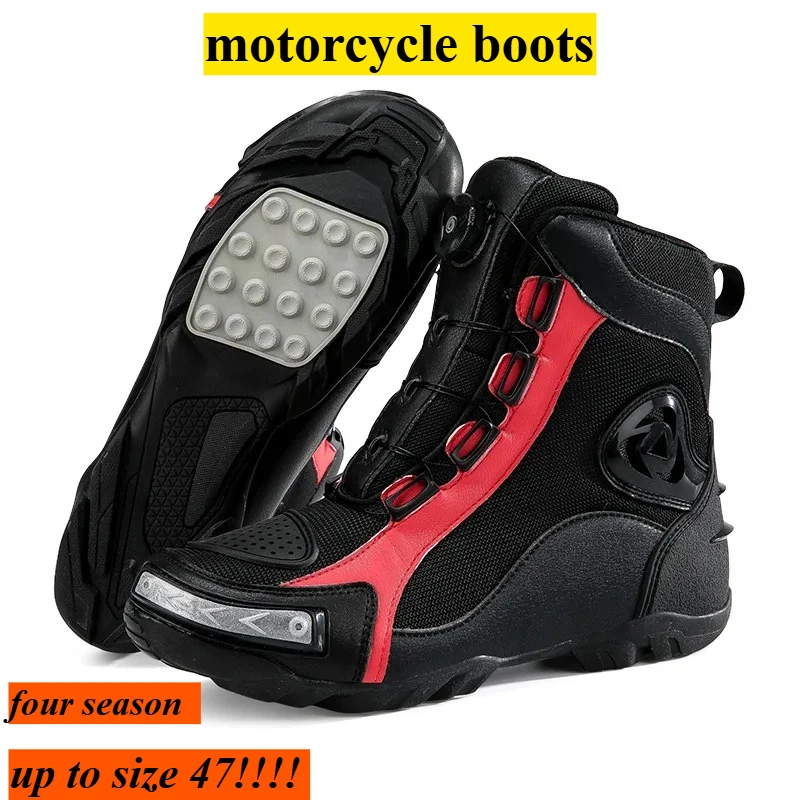 

Large Size Locomotive Shoes High Top Motorcycle Boots Four Season Cycling Boots Racing Shoes Motorcycle Travel Equipment