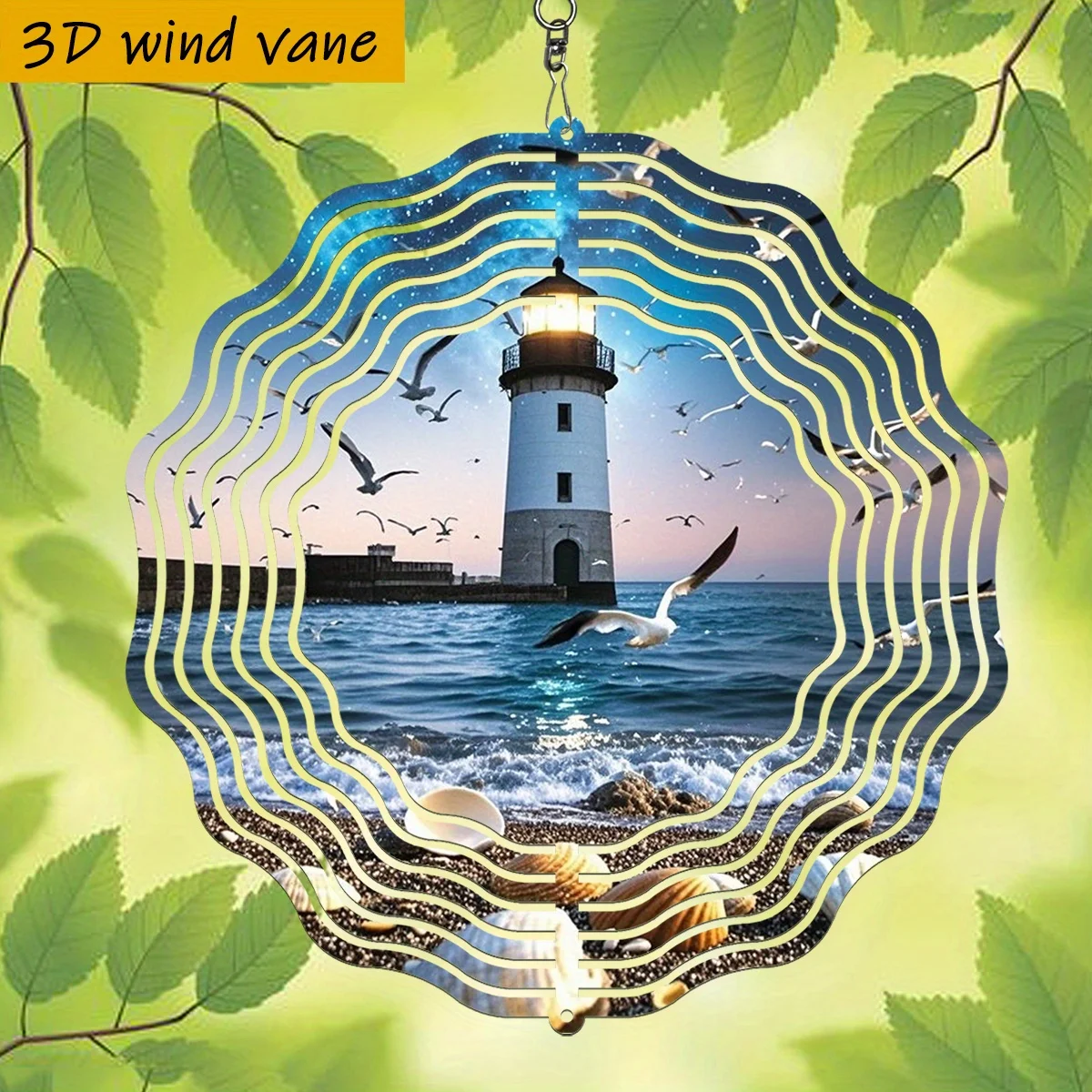 CIFBUY Wind Chime Wind Spinner 360° Spinning Shiny Kaleidoscope Pattern Garden Yard Patio Outdoor Hanging Ornament Decor