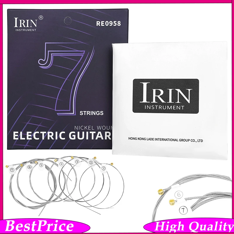IRIN 7-String Electric Guitar Strings – Hexagonal Steel Core Nickel Wound USA Steel Gold Ball Ends7 Strings Durable Tone Parts