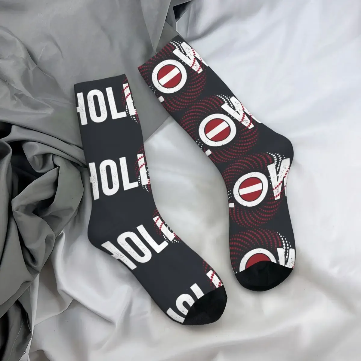 Retro Holle Heren Compressiesokken Unisex Dons Harajuku Naadloze Bedrukte Nieuwigheid Crew Sok